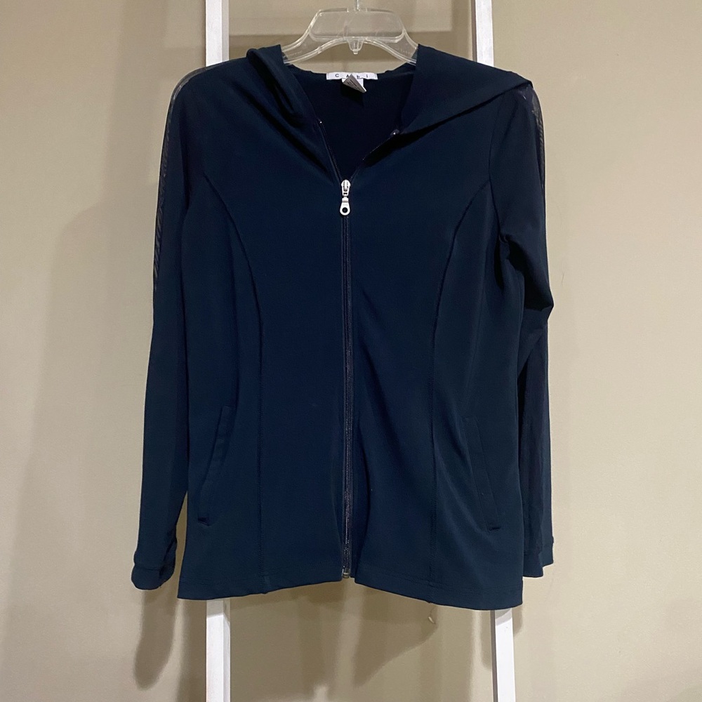 CAbi Dark Blue Zip-Up Jacket- womens XS- Style # 576
